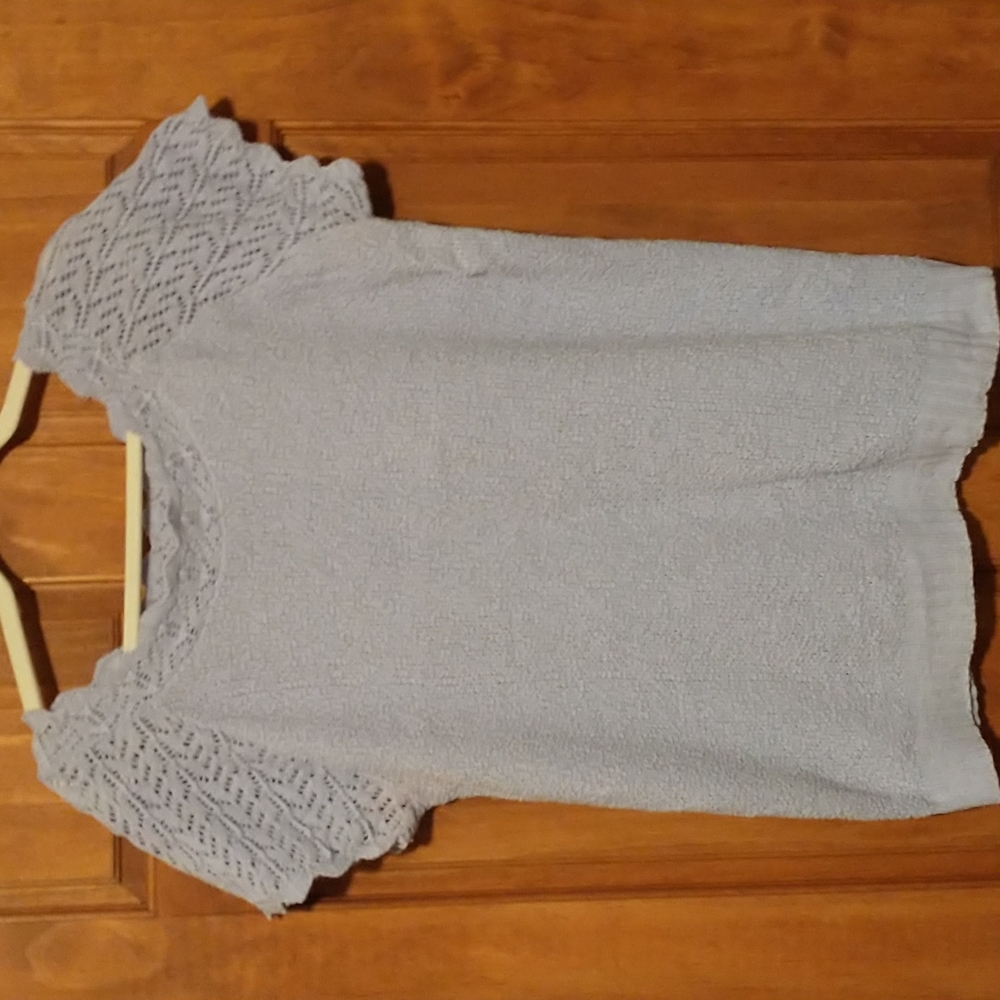 College Point woman's size 1X capped sleeve cotton knitted lilac top